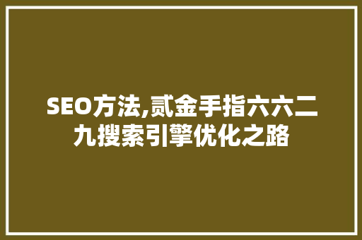 SEO方法,贰金手指六六二九搜索引擎优化之路