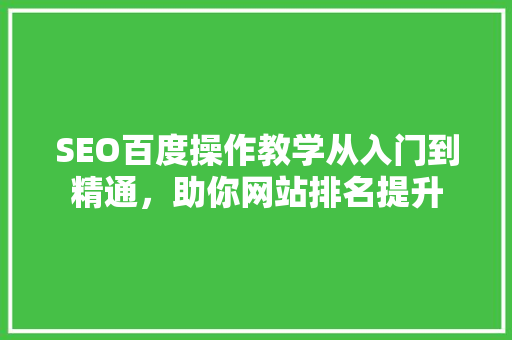 SEO百度操作教学从入门到精通，助你网站排名提升