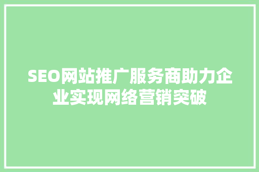 SEO网站推广服务商助力企业实现网络营销突破