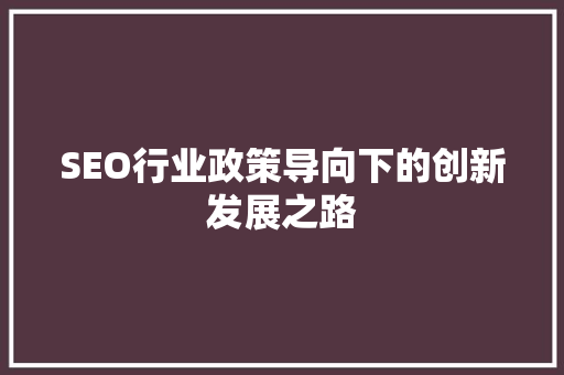 SEO行业政策导向下的创新发展之路
