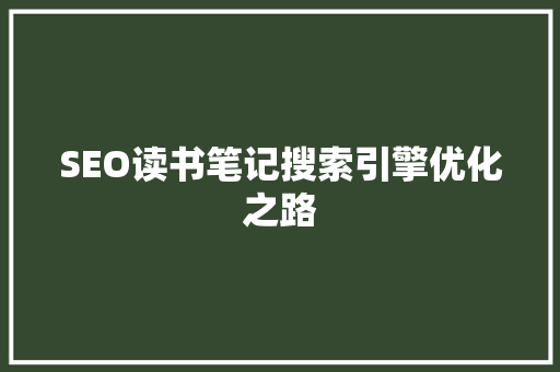 SEO读书笔记搜索引擎优化之路