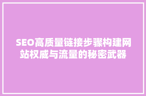 SEO高质量链接步骤构建网站权威与流量的秘密武器