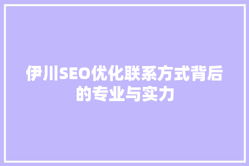 伊川SEO优化联系方式背后的专业与实力