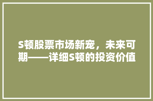 S顿股票市场新宠，未来可期——详细S顿的投资价值