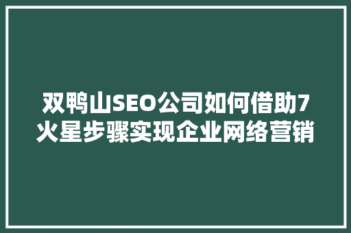 双鸭山SEO公司如何借助7火星步骤实现企业网络营销的飞跃