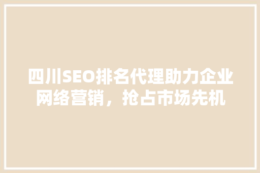 四川SEO排名代理助力企业网络营销，抢占市场先机