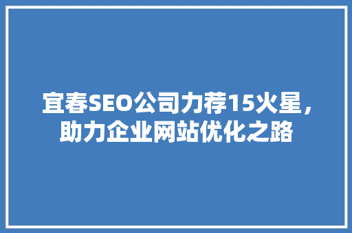 宜春SEO公司力荐15火星，助力企业网站优化之路