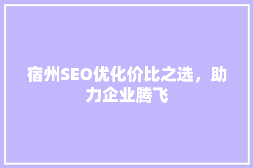 宿州SEO优化价比之选，助力企业腾飞