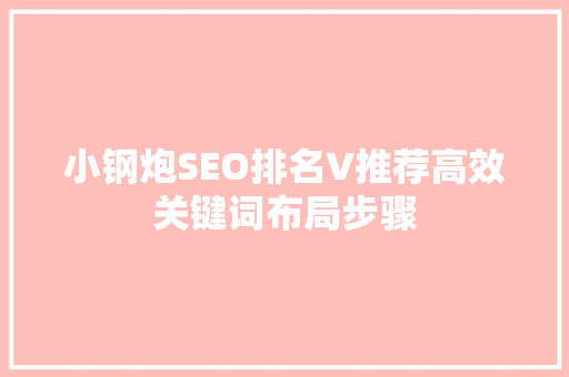 小钢炮SEO排名V推荐高效关键词布局步骤