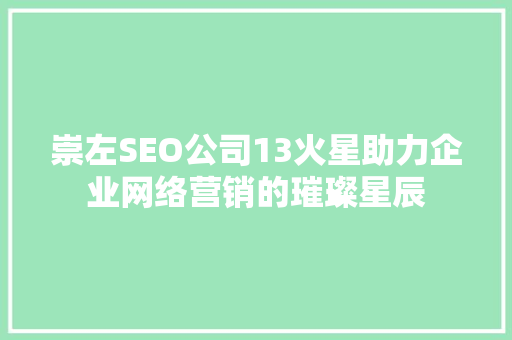 崇左SEO公司13火星助力企业网络营销的璀璨星辰