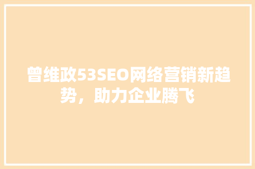 曾维政53SEO网络营销新趋势，助力企业腾飞