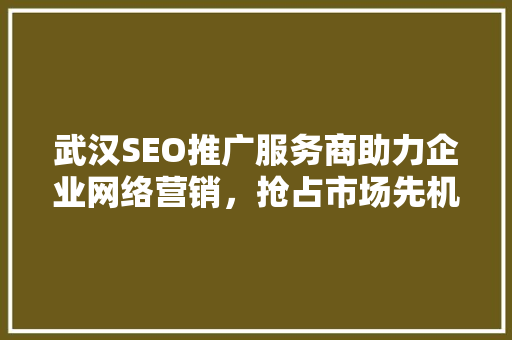 武汉SEO推广服务商助力企业网络营销，抢占市场先机