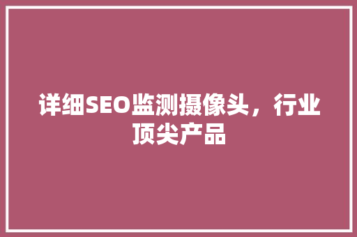 详细SEO监测摄像头，行业顶尖产品