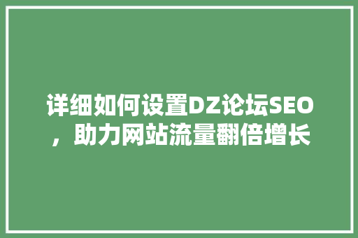 详细如何设置DZ论坛SEO，助力网站流量翻倍增长