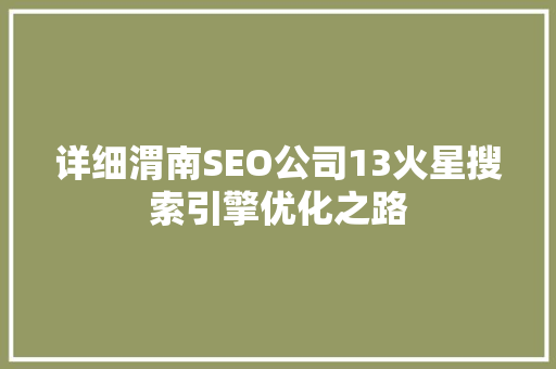 详细渭南SEO公司13火星搜索引擎优化之路