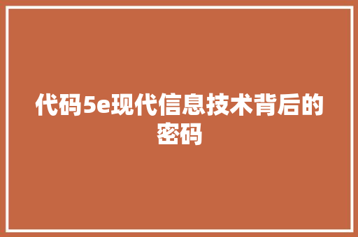 代码5e现代信息技术背后的密码
