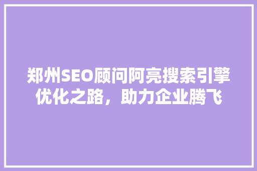 郑州SEO顾问阿亮搜索引擎优化之路，助力企业腾飞