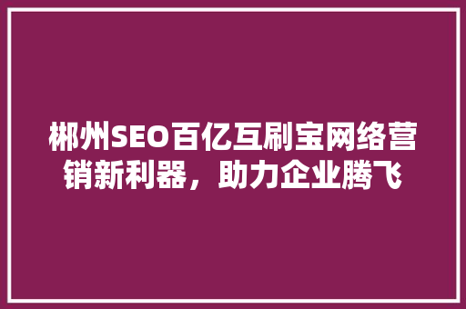郴州SEO百亿互刷宝网络营销新利器，助力企业腾飞