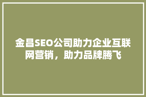 金昌SEO公司助力企业互联网营销，助力品牌腾飞