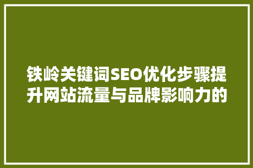 铁岭关键词SEO优化步骤提升网站流量与品牌影响力的秘密武器