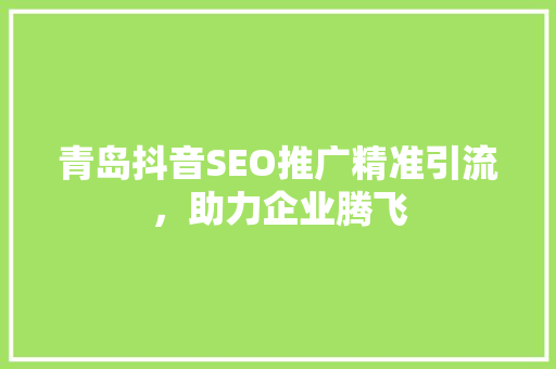 青岛抖音SEO推广精准引流，助力企业腾飞