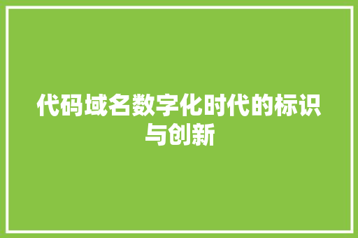 代码域名数字化时代的标识与创新