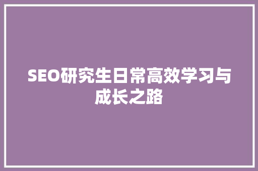 SEO研究生日常高效学习与成长之路