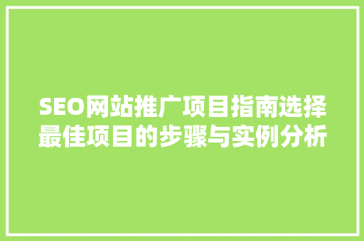 SEO网站推广项目指南选择最佳项目的步骤与实例分析
