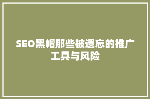 SEO黑帽那些被遗忘的推广工具与风险