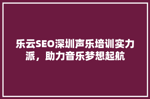 乐云SEO深圳声乐培训实力派，助力音乐梦想起航