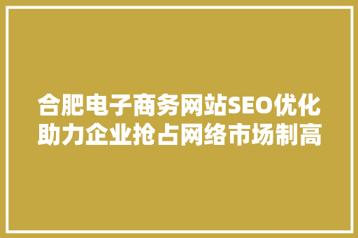 合肥电子商务网站SEO优化助力企业抢占网络市场制高点