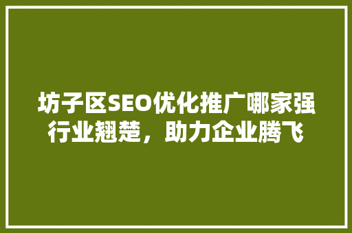 坊子区SEO优化推广哪家强行业翘楚，助力企业腾飞