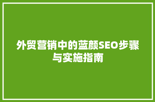 外贸营销中的蓝颜SEO步骤与实施指南