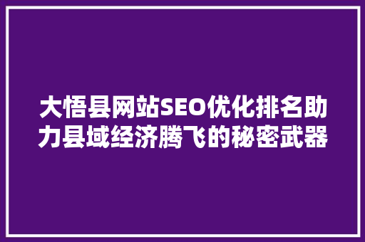大悟县网站SEO优化排名助力县域经济腾飞的秘密武器