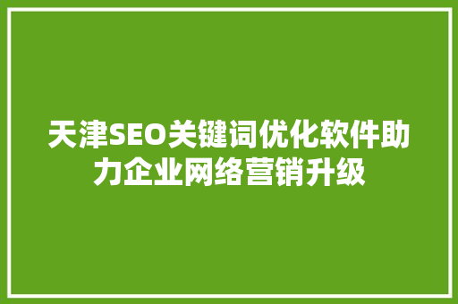 天津SEO关键词优化软件助力企业网络营销升级