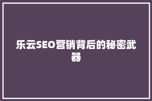 乐云SEO营销背后的秘密武器