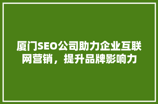 厦门SEO公司助力企业互联网营销，提升品牌影响力