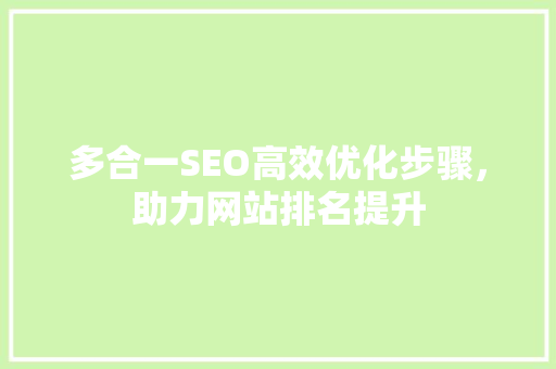 多合一SEO高效优化步骤，助力网站排名提升