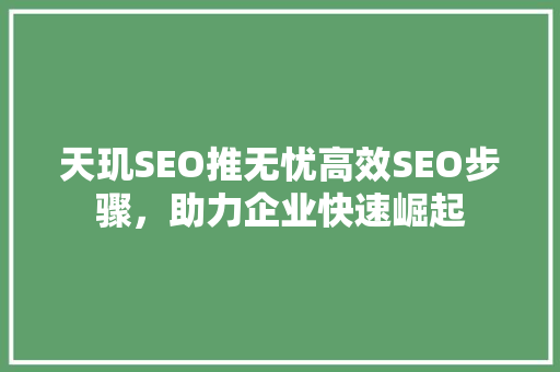 天玑SEO推无忧高效SEO步骤，助力企业快速崛起