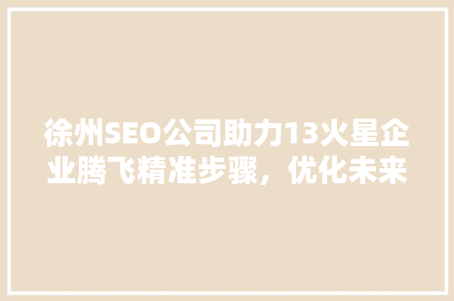 徐州SEO公司助力13火星企业腾飞精准步骤，优化未来