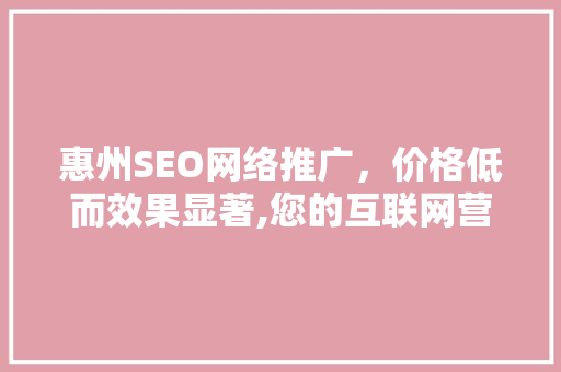 惠州SEO网络推广，价格低而效果显著,您的互联网营销明智之选