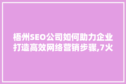 梧州SEO公司如何助力企业打造高效网络营销步骤,7火星例子分析