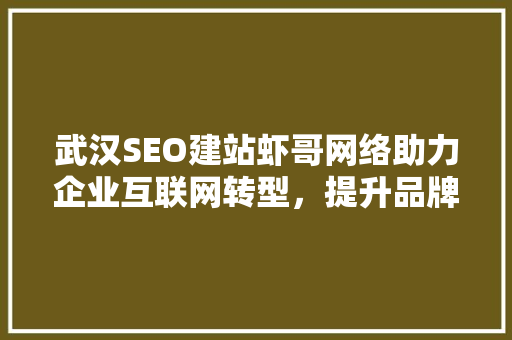 武汉SEO建站虾哥网络助力企业互联网转型，提升品牌影响力
