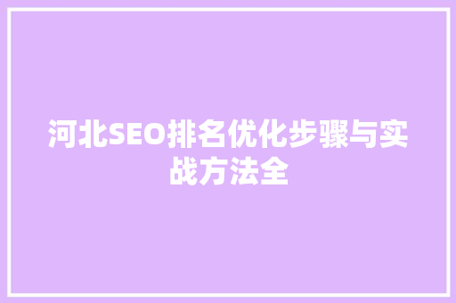 河北SEO排名优化步骤与实战方法全