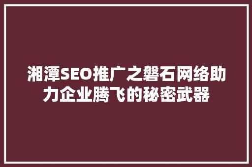 湘潭SEO推广之磐石网络助力企业腾飞的秘密武器