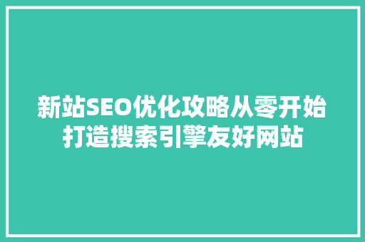 新站SEO优化攻略从零开始打造搜索引擎友好网站