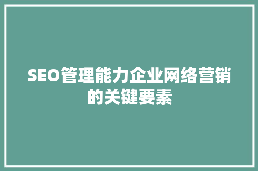 SEO管理能力企业网络营销的关键要素