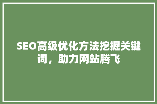 SEO高级优化方法挖掘关键词，助力网站腾飞