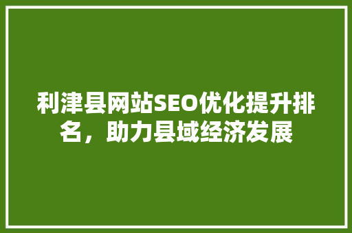 利津县网站SEO优化提升排名，助力县域经济发展