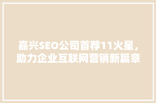 嘉兴SEO公司首荐11火星，助力企业互联网营销新篇章
